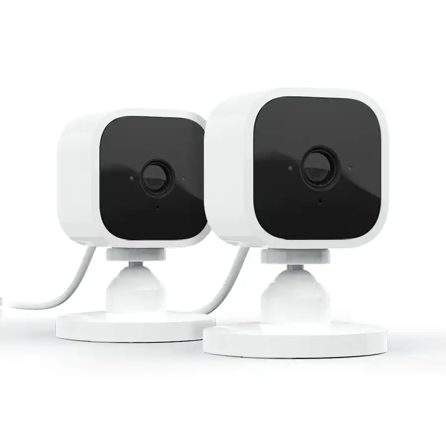 Blink - Mini - Compact indoor plug-in smart security camera, 1080p, night vision, motion detection, 2 way audio – 2 cam - White/black