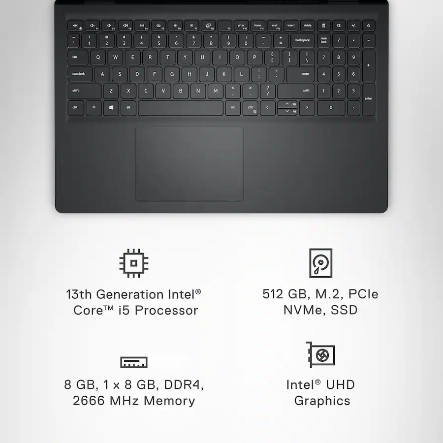 Dell - Inspiron - 15.6" 2K Touchscreen Laptop - Intel Core i5 1334U- 8GB Memory - 512GB Storage - Carbon Black - Image 5