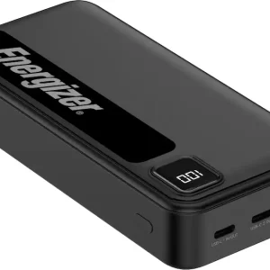 Energizer - MAX 20,000mAh 15W USB-C 3-Port Universal Portable Battery Charger/Power Bank w/ LCD screen for Smartphones & Accessories - Black
